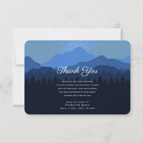 Sympathy Starry Mountain Night Thank You Card