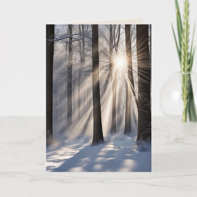 Sympathy Sunbeams In Winter Forest Card (Front)