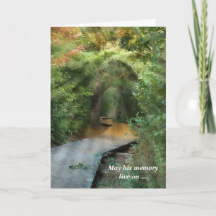 Sympathy sunbeams in woods card