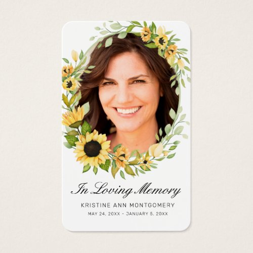 Sympathy Sunflower Black Script Photo Poem Card