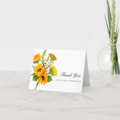 Sympathy Sunflower Funeral Folded Thank You Card