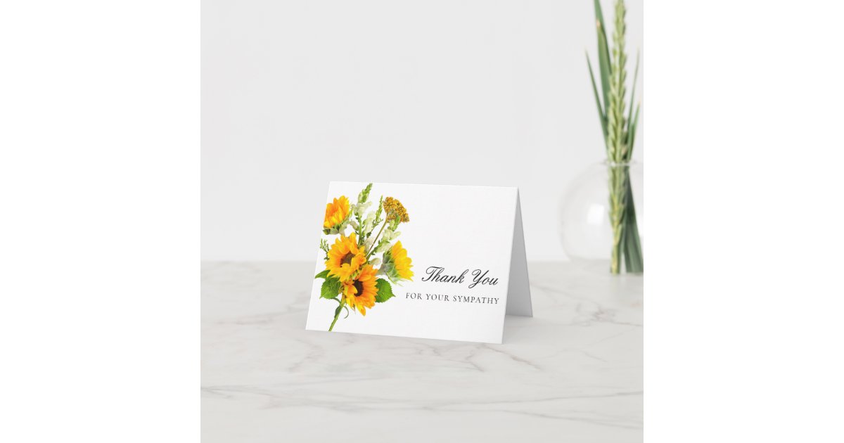 Sympathy Sunflower Funeral Folded Thank You Card | Zazzle
