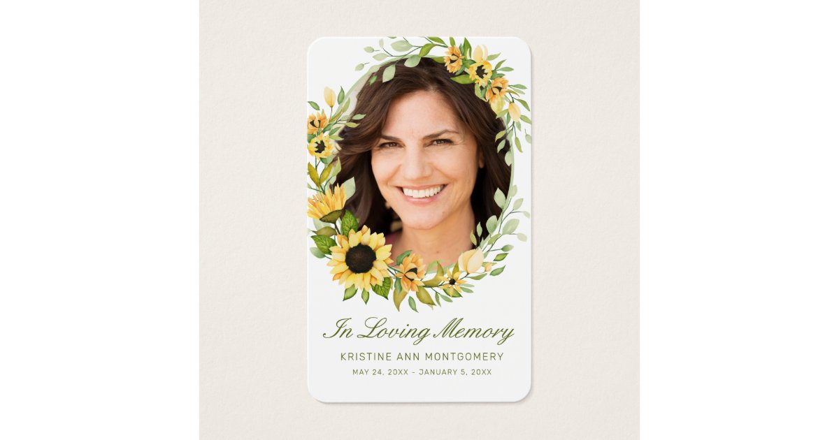 Sympathy Sunflower Green Script Photo Poem Card | Zazzle