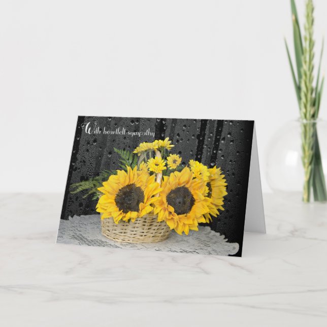 Sympathy Sunflowers with Raindrops  Card (Front)