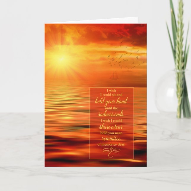 Sympathy Sunset Sea in Orange Hues Sentimental Card (Front)