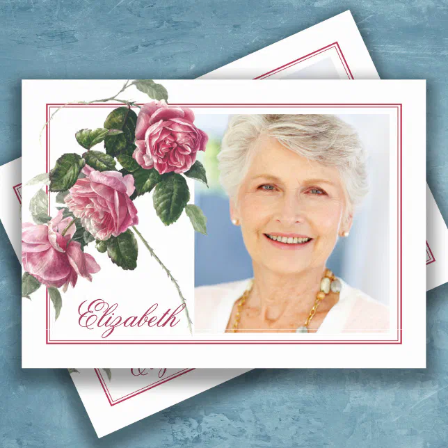 Sympathy Tea Rose Photo Funeral Thank You Card | Zazzle