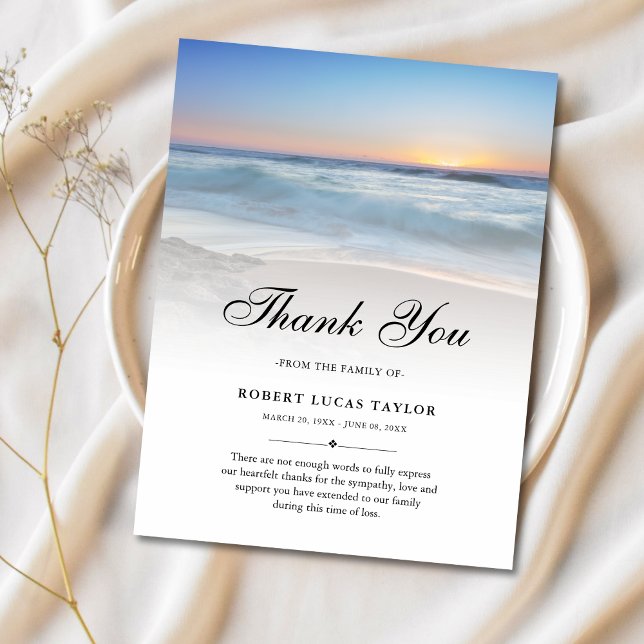 Sympathy Thank You Beach Ocean Funeral  Postcard (Beach Sympathy Thank You Postcard)