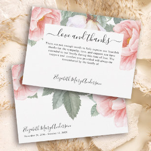 Sympathy Thank You Bereavement Floral Memorial Card