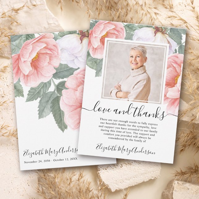 Sympathy Thank You Bereavement Floral Photo Card (Creator Uploaded)