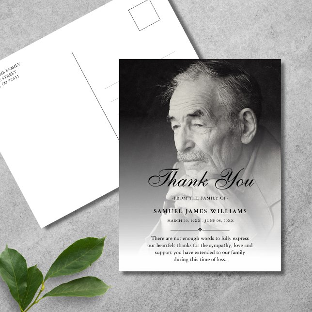 Sympathy Thank You Custom Funeral Photo Postcard (Creator Uploaded)
