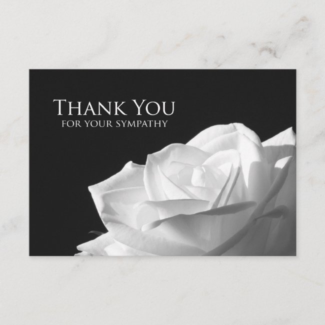 Sympathy Thank You Flat Card - White Rose