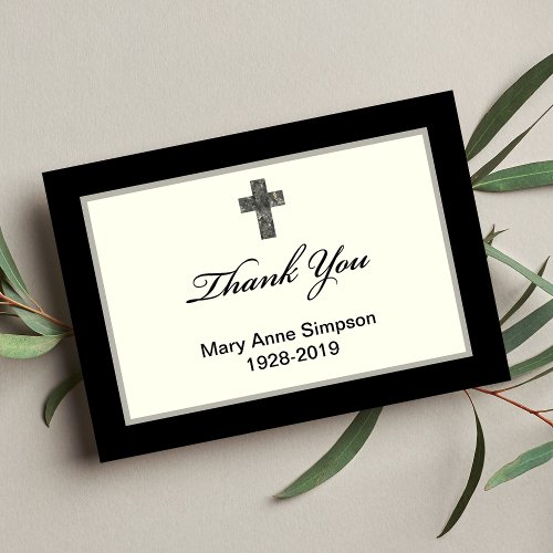 Sympathy Thank You Flat Card with Cross