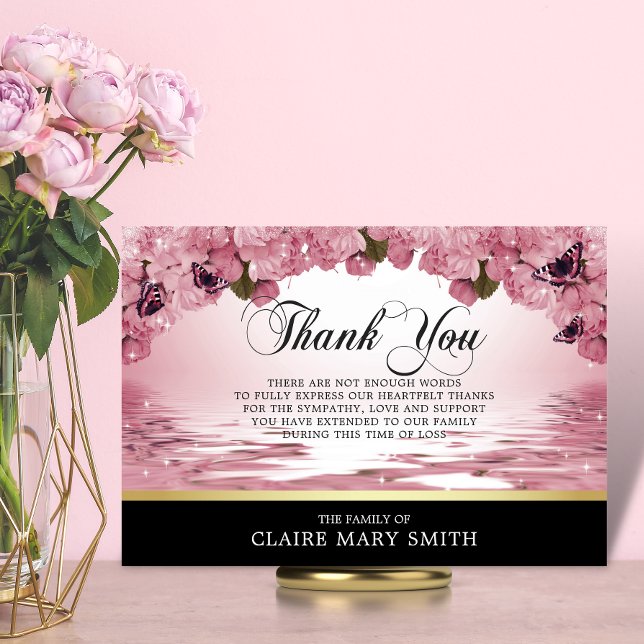Sympathy Thank You Funeral Butterfly Floral Card (Creator Uploaded)