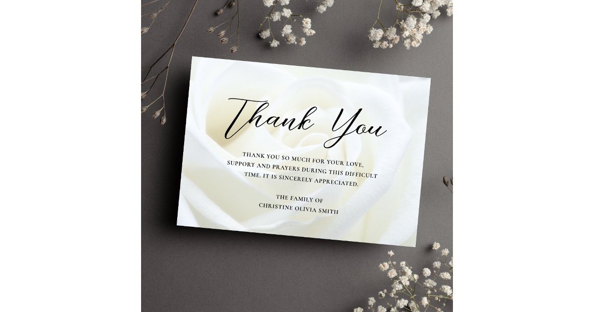 Sympathy Thank You Funeral Floral Bereavement Card | Zazzle