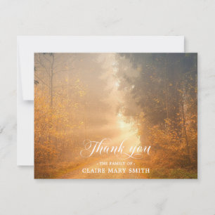 Sympathy THANK YOU Funeral Forest Fall PHOTO Card