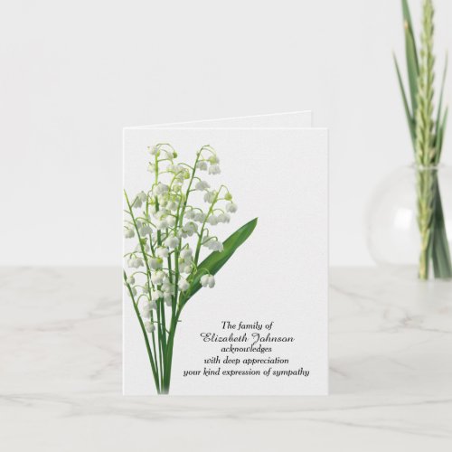 Sympathy Thank You Lily of the Valley Card