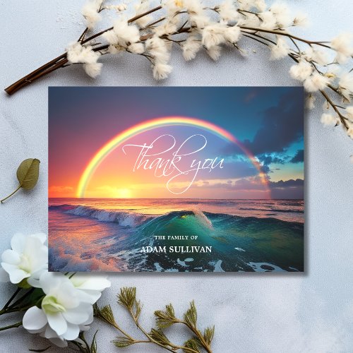 Sympathy THANK YOU Memorial Rainbow Ocean Water