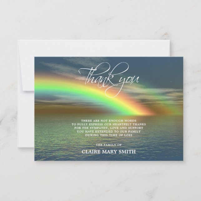 Sympathy THANK YOU Memorial Rainbow Ocean Water Card (Front)