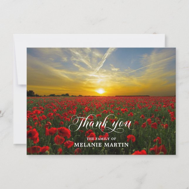 Sympathy THANK YOU Memorial Sunset Poppies Field (Front)