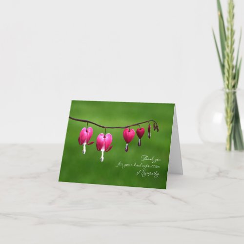 Sympathy Thank You Note Card  Bleeding Hearts