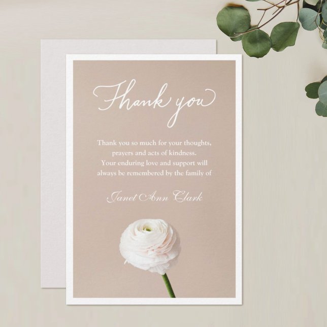 Sympathy Thank You Note Card with Flower (Creator Uploaded)