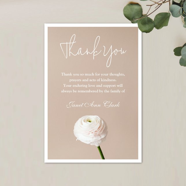 Sympathy Thank You Note Card with Flower (Creator Uploaded)