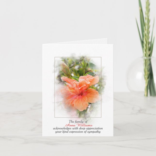 Sympathy Thank You Orange Hibiscus Card (Front)