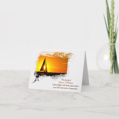 Sympathy Thank You Sunset Sailboat Card