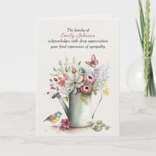 Sympathy Thank You Watering Can Card