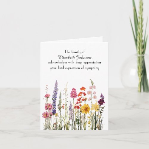 Sympathy Thank You Wildflower Garden Card