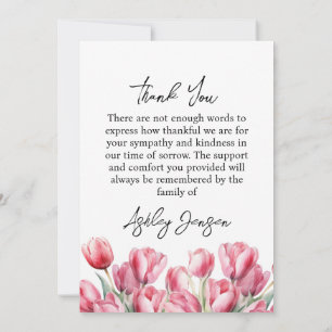 Sympathy Tulip Photo Funeral Thank You Card