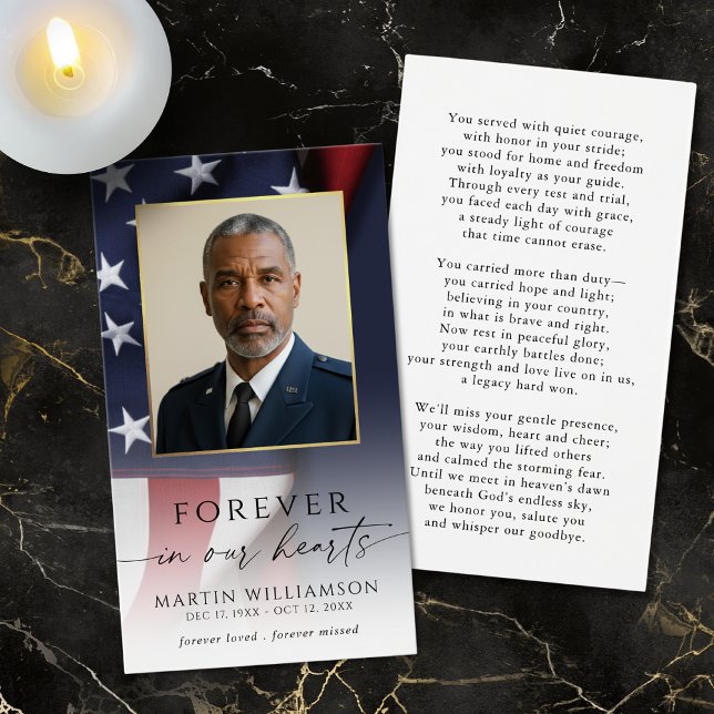 Sympathy US Flag Military Photo Prayer Card (Creator Uploaded)