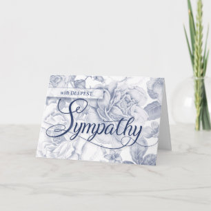 Sympathy Vintage Faded Blue Rose Pattern Card