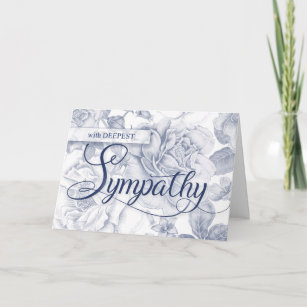 Sympathy Vintage Faded Blue Rose Pattern Card