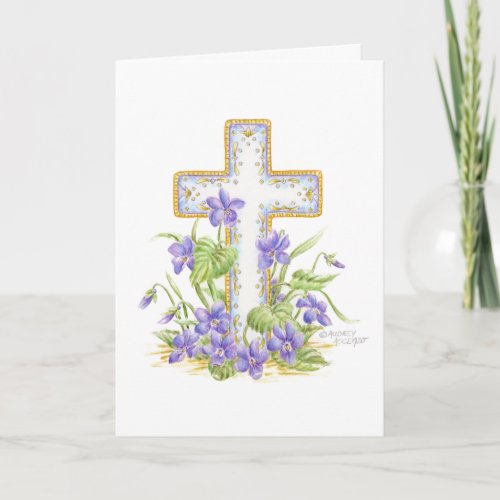 Sympathy Violet Cross Comfort Peace Card