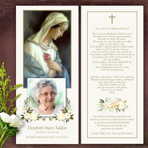 Sympathy Virgin Mary Funeral Thank You Card