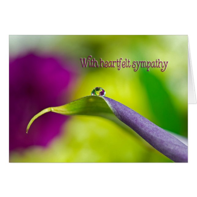 Sympathy Water Droplet On Leaf Cards (Front Horizontal)