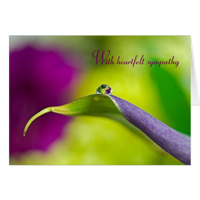 Sympathy Water Droplet On Leaf Cards (Front Horizontal)