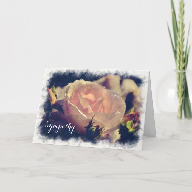 Sympathy Watercolor Beautiful Peach Rose Card (Front)