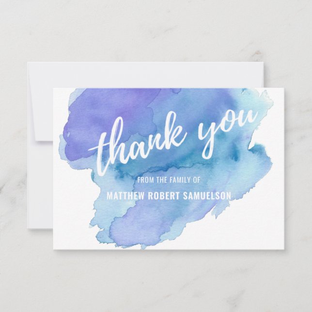 Sympathy Watercolor Blue Teal Turquoise THANK YOU (Front)