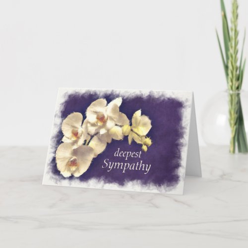 Sympathy Watercolor White Orchids Personalize Card