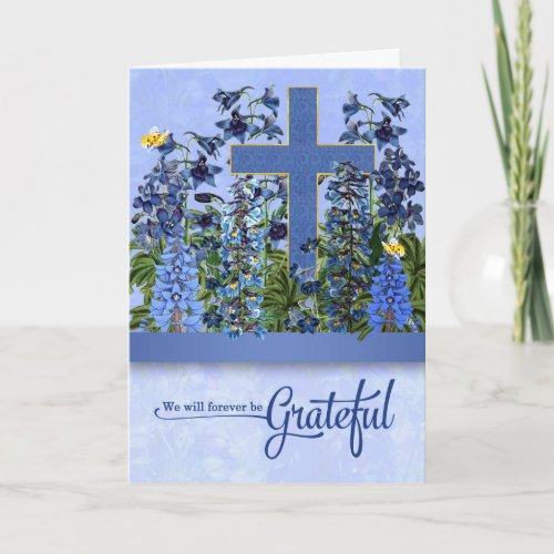 Sympathy WE Will Forever Grateful Cross Thank You Card