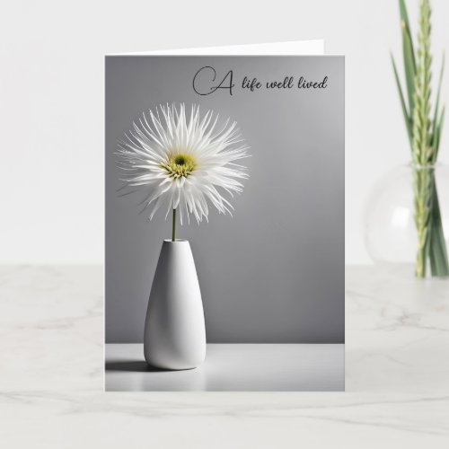 Sympathy White Dahlia Flower In Vase  Card