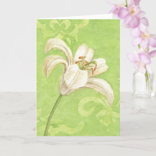 Sympathy White Lily Religious Comfort Peace Card