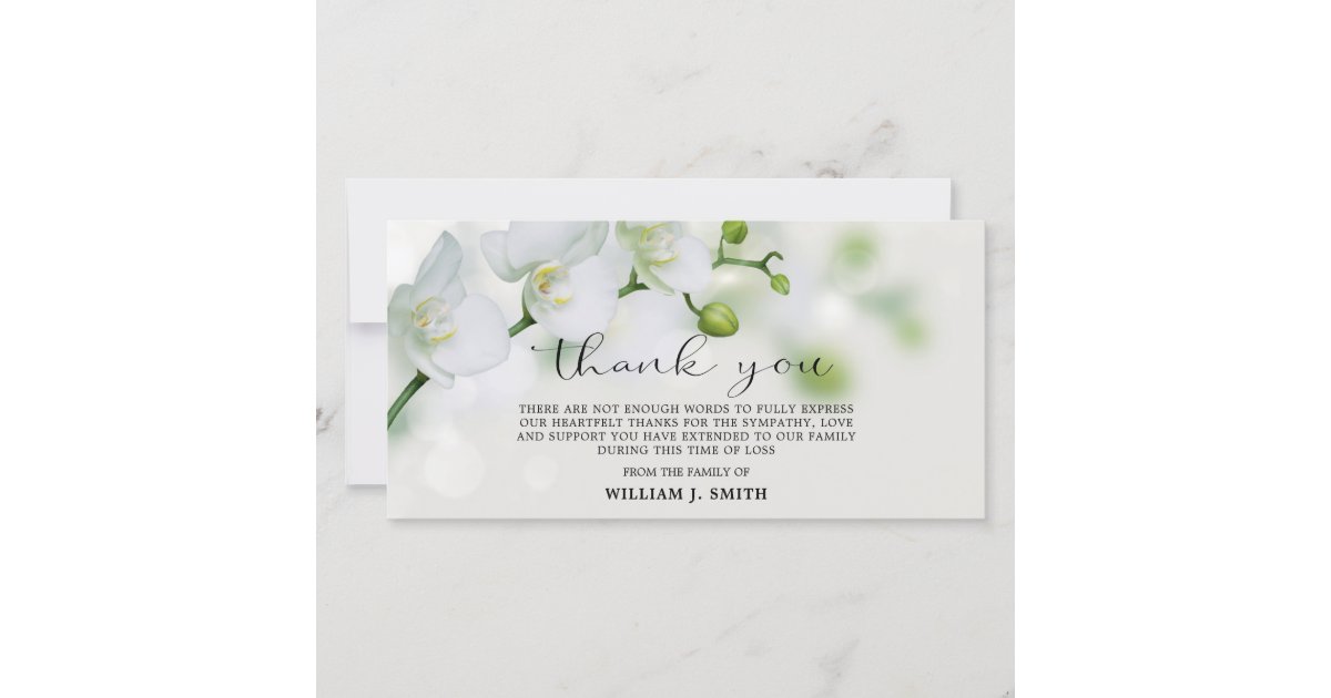 Sympathy White Orchids THANK YOU | PHOTO Card | Zazzle