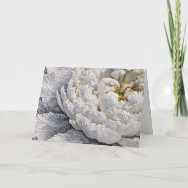 Sympathy White Peony Impasto Painting Card (Front)