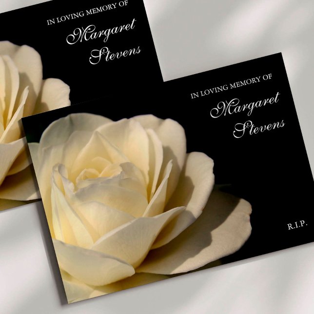 Sympathy White Rose Funeral Thank You Card (White Rose Memorial Sympathy Funeral Thank You Card)