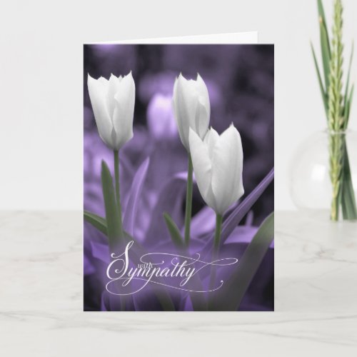 Sympathy White Tulips and Lavender Purple Tint Card
