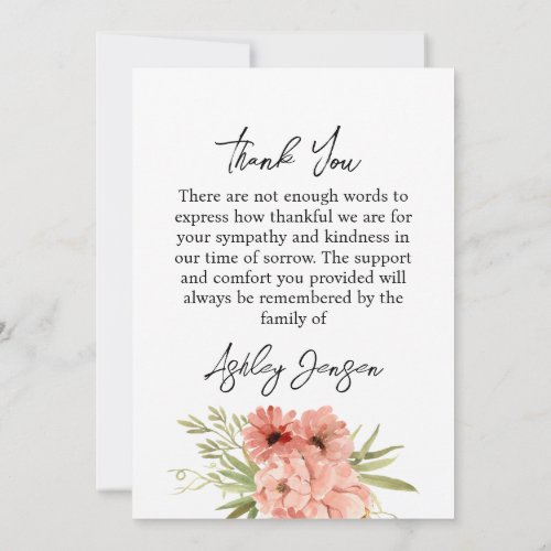 Sympathy Zinnia Photo Funeral Thank You Card