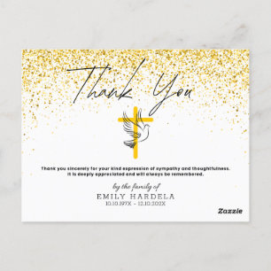 Symphaty Funeral Thank You Card - Faux Glitter